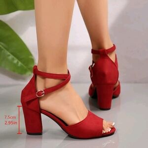 Elegant Red Ankle Strap Heels